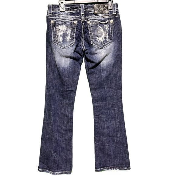 Miss Me Women's Bootcut Jeans Faded Embroidered Distressed Pockets Blue Size 29‎ - Picture 1 of 8